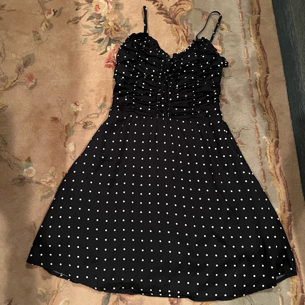MAJE recota spaghetti strap polka dot mini dress black Size 1